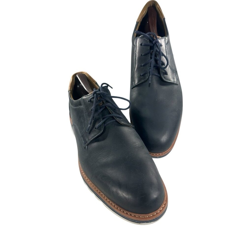Johnston & Murphy Trufoam Mens Size 12 M Blue Leather Tie Casual Comfort Shoes